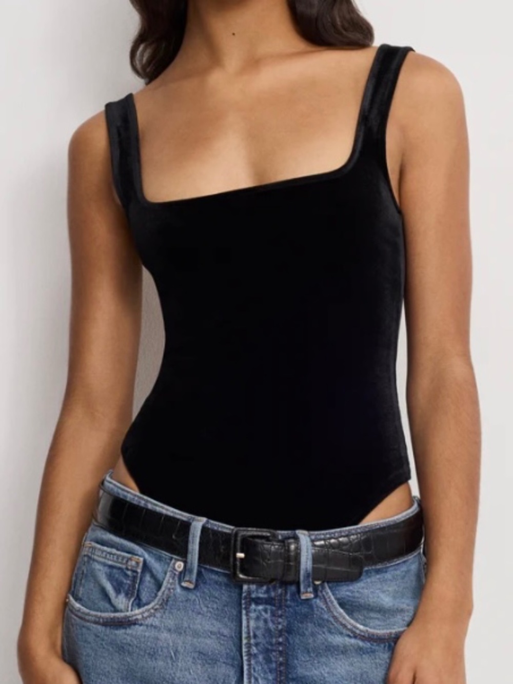 Good American Velvet Square neck Bodysuit